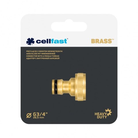 Przyłącze 3/4" Mosiężne z Gwintem Wewnętrznym BRASS Cellfast Przyłącze 3/4" Mosiężne z Gwintem Wewnętrznym BRASS Cellfast