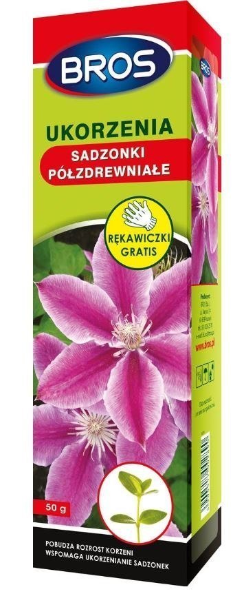Ukorzeniacz Sadzonki Półzdrewniałe 50g + Rękawice BROS Ukorzeniacz Sadzonki Półzdrewniałe 50g + Rękawice BROS