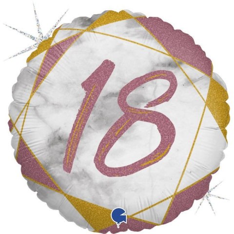 Balon Foliowy 18 urodziny, marmur Rose Gold, 46 cm Grabo Balon Foliowy 18 urodziny, marmur Rose Gold, 46 cm Grabo