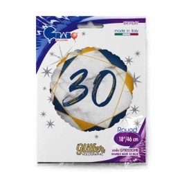 Balon Foliowy 30 urodziny, marmur granat, 46 cm Grabo