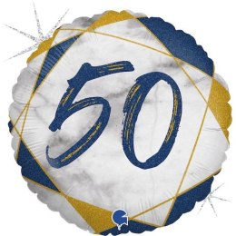Balon Foliowy 50 urodziny, marmur granat, 46 cm Grabo