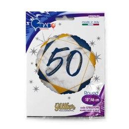 Balon Foliowy 50 urodziny, marmur granat, 46 cm Grabo