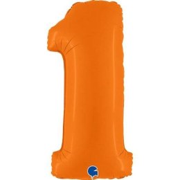 Balon Foliowy Cyfra 1, Matowa Pomarańczowa, 102cm Grabo Grabo