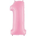 Balon Foliowy Cyfra 1, pudrowy róż, 102cm Grabo Grabo