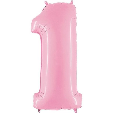 Balon Foliowy Cyfra 1, pudrowy róż, 102cm Grabo Grabo Balon Foliowy Cyfra 1, pudrowy róż, 102cm Grabo Grabo