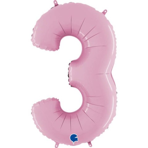 Balon Foliowy Cyfra 3 Różowa Pastel Pink, 66 cm Grabo Grabo Balon Foliowy Cyfra 3 Różowa Pastel Pink, 66 cm Grabo Grabo