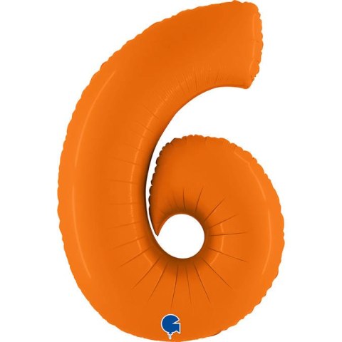 Balon Foliowy Cyfra 6, Matowa Pomarańczowa, 102cm Grabo Grabo Balon Foliowy Cyfra 6, Matowa Pomarańczowa, 102cm Grabo Grabo