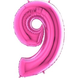 Balon Foliowy Cyfra 9 Różowa Fuksja - 102 cm Grabo Grabo
