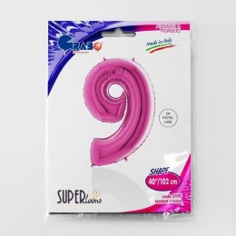 Balon Foliowy Cyfra 9 Różowa Fuksja - 102 cm Grabo Grabo