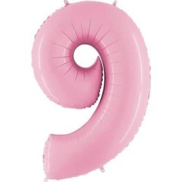 Balon Foliowy Cyfra 9, pudrowy róż, 102cm Grabo Grabo