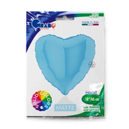 Balon Foliowy - Niebieskie, błękitne Serce 46 cm, Matowe Grabo Grabo