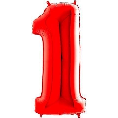 Balon foliowy Cyfra 1 czerwona metaliczna - 100 cm Grabo Grabo Balon foliowy Cyfra 1 czerwona metaliczna - 100 cm Grabo Grabo
