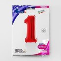 Balon foliowy Cyfra 1 czerwona metaliczna - 100 cm Grabo Grabo