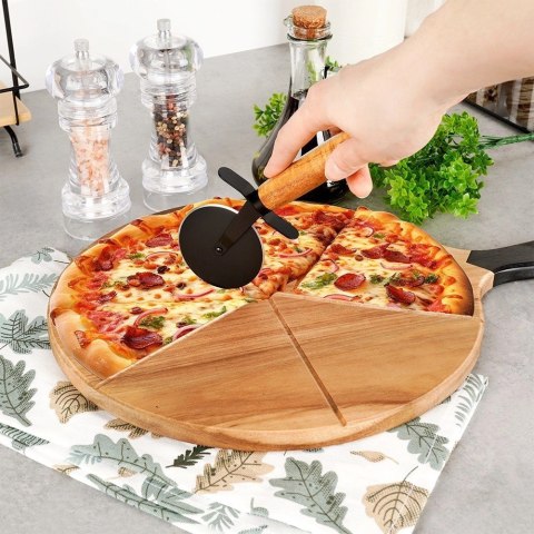 Deska do pizzy drewniana okrągła z nożem 30 cm 2 el. Deska do pizzy drewniana okrągła z nożem 30 cm 2 el.