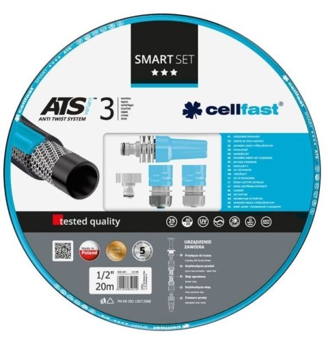 Wąż Ogrodowy SMART 1/2" 20mb + Akcesoria Cellfast Wąż Ogrodowy SMART 1/2" 20mb + Akcesoria Cellfast