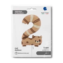 Balon Foliowy Cyfra 2, Kot, Kotek, 88 cm Grabo Grabo