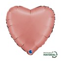 Balon Foliowy Serce Satin Rose Gold, Satynowe, Różowe Złoto, 46 cm, Grabo Grabo