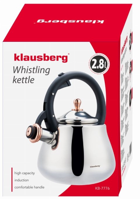 CZAJNIK STALOWY NA GAZ 2.8L INDUKCJA TRADYCYJNY KLAUSBERG KB-7776 SREBRNY BŁYSZCZĄCY CZAJNIK STALOWY NA GAZ 2.8L INDUKCJA TRADYCYJNY KLAUSBERG KB-7776 SREBRNY BŁYSZCZĄCY
