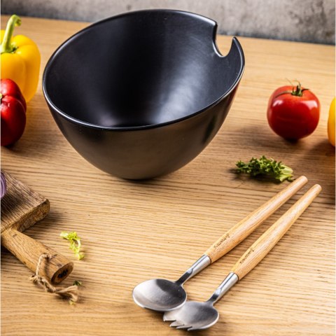 PORCELANOWA MISA 23cm DO SAŁATEK Z ŁYŻKAMI KLAUSBERG KB-7786 CZARNA PORCELANOWA MISA 23cm DO SAŁATEK Z ŁYŻKAMI KLAUSBERG KB-7786 CZARNA