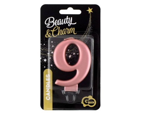 Świeczka cyferka 9, metalik Rose Gold, 8 cm Marka niezdefiniowana Świeczka cyferka 9, metalik Rose Gold, 8 cm Marka niezdefiniowana