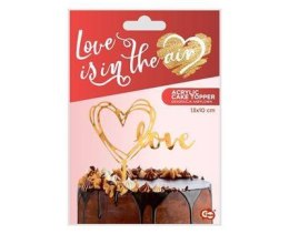 Topper na tort LOVE złoty akrylowy 13x10 cm Godan