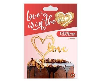 Topper na tort LOVE złoty akrylowy 13x10 cm Godan Topper na tort LOVE złoty akrylowy 13x10 cm Godan