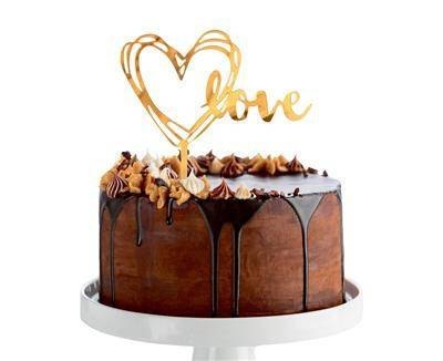 Topper na tort LOVE złoty akrylowy 13x10 cm Godan Topper na tort LOVE złoty akrylowy 13x10 cm Godan
