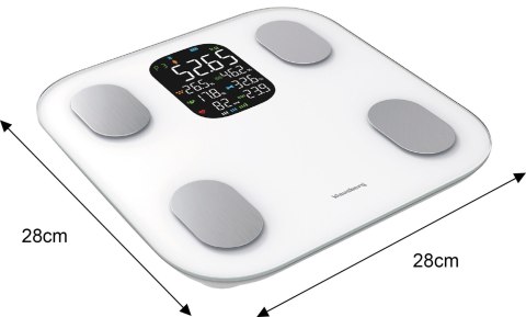 WAGA ŁAZIENKOWA Z POMIAREM TKANKI TŁUSZCZOWEJ I SKŁADU CIAŁA, SMART, BT, KLAUSBERG KB-7855 BIAŁA WAGA ŁAZIENKOWA Z POMIAREM TKANKI TŁUSZCZOWEJ I SKŁADU CIAŁA, SMART, BT, KLAUSBERG KB-7855 BIAŁA