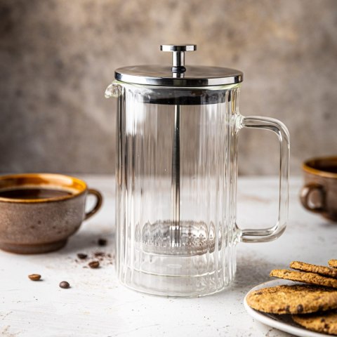 ZAPARZACZ DO KAWY HERBATY SZKLANY 1000ML FRENCH PRESS KLAUSBERG KB-7758 SREBRNY ZAPARZACZ DO KAWY HERBATY SZKLANY 1000ML FRENCH PRESS KLAUSBERG KB-7758 SREBRNY