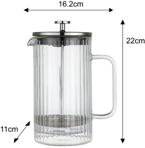 ZAPARZACZ DO KAWY HERBATY SZKLANY 1000ML FRENCH PRESS KLAUSBERG KB-7758 SREBRNY ZAPARZACZ DO KAWY HERBATY SZKLANY 1000ML FRENCH PRESS KLAUSBERG KB-7758 SREBRNY