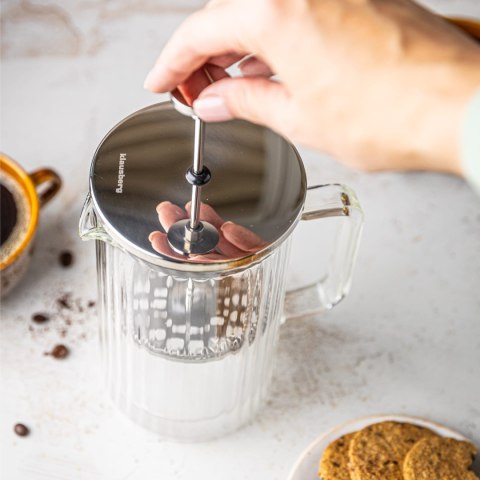 ZAPARZACZ DO KAWY HERBATY SZKLANY 1000ML FRENCH PRESS KLAUSBERG KB-7758 SREBRNY ZAPARZACZ DO KAWY HERBATY SZKLANY 1000ML FRENCH PRESS KLAUSBERG KB-7758 SREBRNY