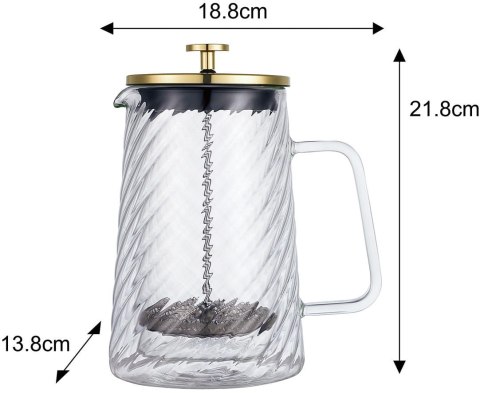 ZAPARZACZ DO KAWY HERBATY SZKLANY 1000ML FRENCH PRESS KLAUSBERG KB-7767 ZŁOTY ZAPARZACZ DO KAWY HERBATY SZKLANY 1000ML FRENCH PRESS KLAUSBERG KB-7767 ZŁOTY