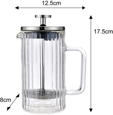 ZAPARZACZ DO KAWY HERBATY SZKLANY 350ML FRENCH PRESS KLAUSBERG KB-7756 SREBRNY ZAPARZACZ DO KAWY HERBATY SZKLANY 350ML FRENCH PRESS KLAUSBERG KB-7756 SREBRNY