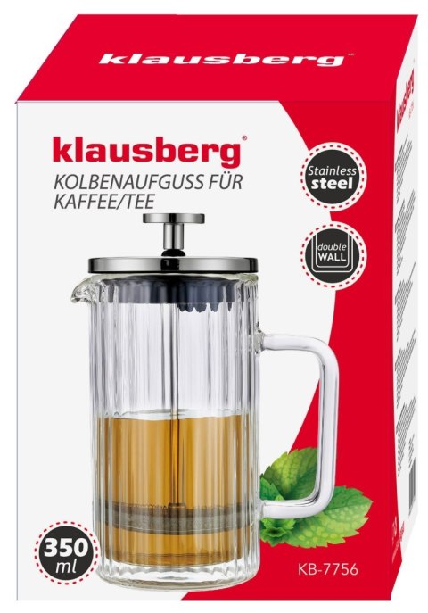 ZAPARZACZ DO KAWY HERBATY SZKLANY 350ML FRENCH PRESS KLAUSBERG KB-7756 SREBRNY ZAPARZACZ DO KAWY HERBATY SZKLANY 350ML FRENCH PRESS KLAUSBERG KB-7756 SREBRNY