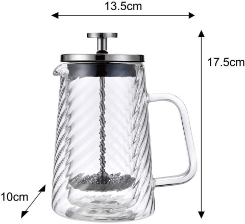 ZAPARZACZ DO KAWY HERBATY SZKLANY 350ML FRENCH PRESS KLAUSBERG KB-7762 SREBRNY ZAPARZACZ DO KAWY HERBATY SZKLANY 350ML FRENCH PRESS KLAUSBERG KB-7762 SREBRNY