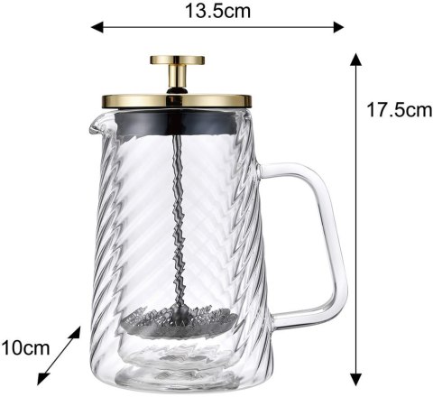 ZAPARZACZ DO KAWY HERBATY SZKLANY 350ML FRENCH PRESS KLAUSBERG KB-7765 ZŁOTY ZAPARZACZ DO KAWY HERBATY SZKLANY 350ML FRENCH PRESS KLAUSBERG KB-7765 ZŁOTY