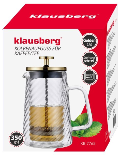 ZAPARZACZ DO KAWY HERBATY SZKLANY 350ML FRENCH PRESS KLAUSBERG KB-7765 ZŁOTY ZAPARZACZ DO KAWY HERBATY SZKLANY 350ML FRENCH PRESS KLAUSBERG KB-7765 ZŁOTY