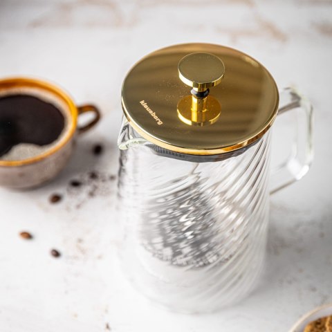 ZAPARZACZ DO KAWY HERBATY SZKLANY 350ML FRENCH PRESS KLAUSBERG KB-7765 ZŁOTY ZAPARZACZ DO KAWY HERBATY SZKLANY 350ML FRENCH PRESS KLAUSBERG KB-7765 ZŁOTY