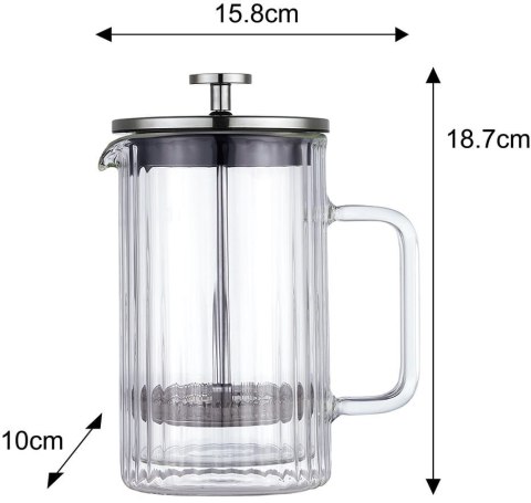 ZAPARZACZ DO KAWY HERBATY SZKLANY 600ML FRENCH PRESS KLAUSBERG KB-7757 SREBRNY ZAPARZACZ DO KAWY HERBATY SZKLANY 600ML FRENCH PRESS KLAUSBERG KB-7757 SREBRNY