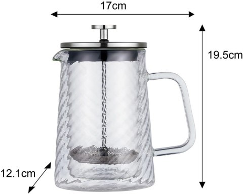 ZAPARZACZ DO KAWY HERBATY SZKLANY 600ML FRENCH PRESS KLAUSBERG KB-7763 SREBRNY ZAPARZACZ DO KAWY HERBATY SZKLANY 600ML FRENCH PRESS KLAUSBERG KB-7763 SREBRNY