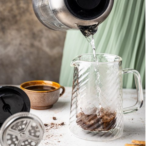 ZAPARZACZ DO KAWY HERBATY SZKLANY 600ML FRENCH PRESS KLAUSBERG KB-7763 SREBRNY ZAPARZACZ DO KAWY HERBATY SZKLANY 600ML FRENCH PRESS KLAUSBERG KB-7763 SREBRNY