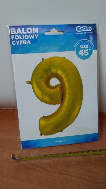 Balon cyfra 9 złota 45'' 92cm | HS-C45ZM9 Balon cyfra 9 złota 45'' 92cm | HS-C45ZM9