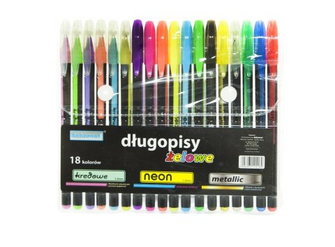 Długopisy żelowe 18szt kredowe/neon/metalic Długopisy żelowe 18szt kredowe/neon/metalic
