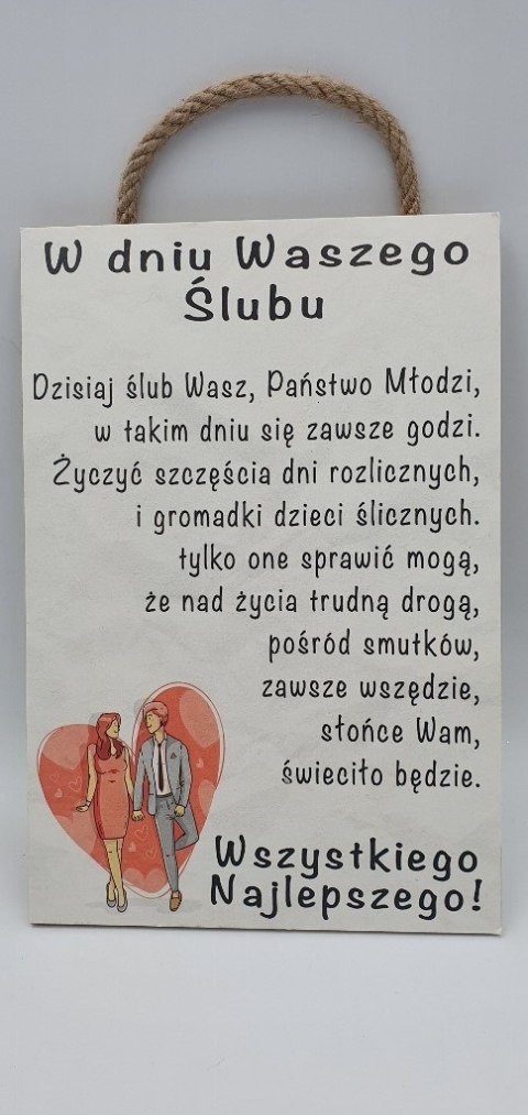 Tabliczka/obraz do zawieszenia 20x30 ŚLUB Tabliczka/obraz do zawieszenia 20x30 ŚLUB