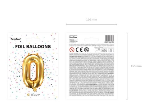 Balon foliowy Cyfra 5, 35cm, złoty Partydeco Balon foliowy Cyfra 5, 35cm, złoty Partydeco