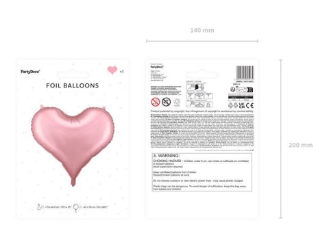 Balon foliowy Serce, 75x64,5 cm, j. różowy Partydeco Balon foliowy Serce, 75x64,5 cm, j. różowy Partydeco