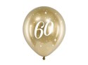 Balony Glossy 60 urodziny, Złoty chrom, 30cm, 6 szt. Partydeco