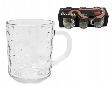 Komplet 6 szklanych kubków Kostki 250 ml Komplet 6 szklanych kubków Kostki 250 ml