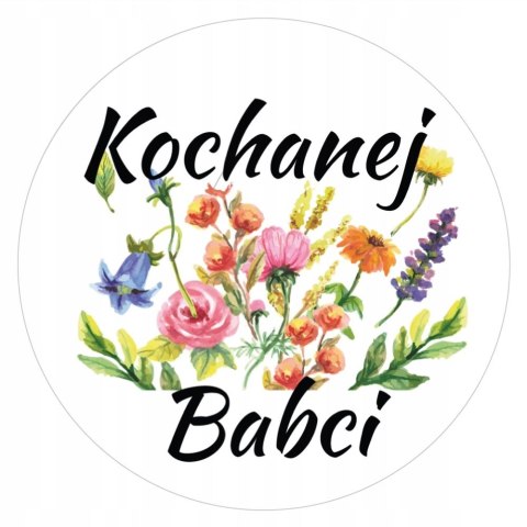 Naklejki Kochanej Babci średnica 55 mm 12szt. Naklejki Kochanej Babci średnica 55 mm 12szt.