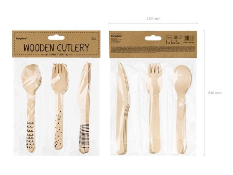 Sztućce drewniane, czarny, 16cm, 18 szt., 6 kompletów. Partydeco Sztućce drewniane, czarny, 16cm, 18 szt., 6 kompletów. Partydeco